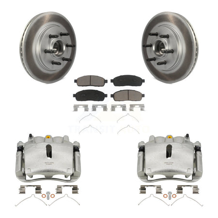 Front Disc Brake Caliper Coat Rotor & Ceramic Pad Kit For Ford F-150 Lincoln Mark LT RWD KCG-100771C
