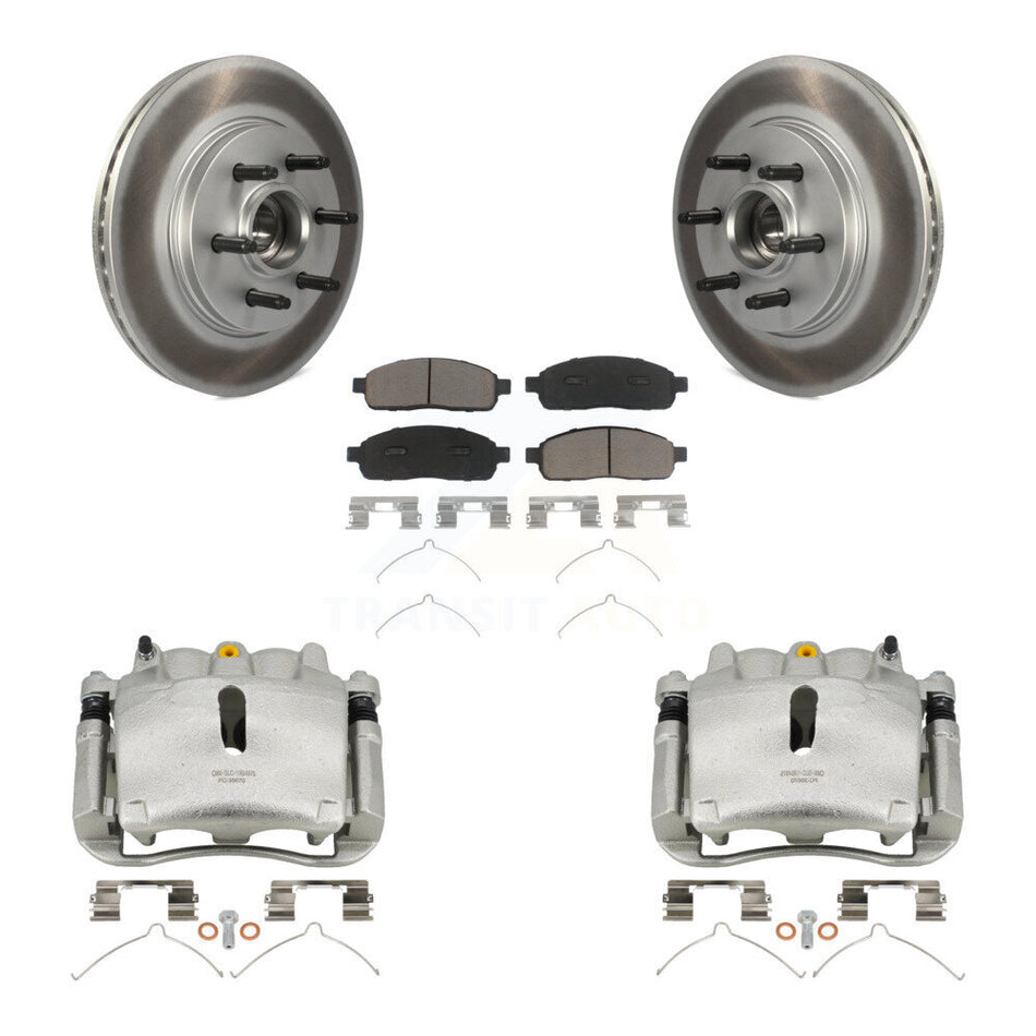 Front Disc Brake Caliper Coat Rotor & Ceramic Pad Kit For Ford F-150 Lincoln Mark LT RWD KCG-100771C