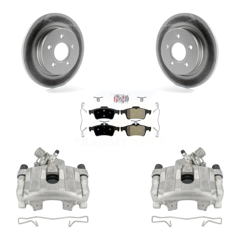 Rear Disc Brake Caliper Coated Rotors And Semi-Metallic Pads Kit For Ford Focus KCG-100771N