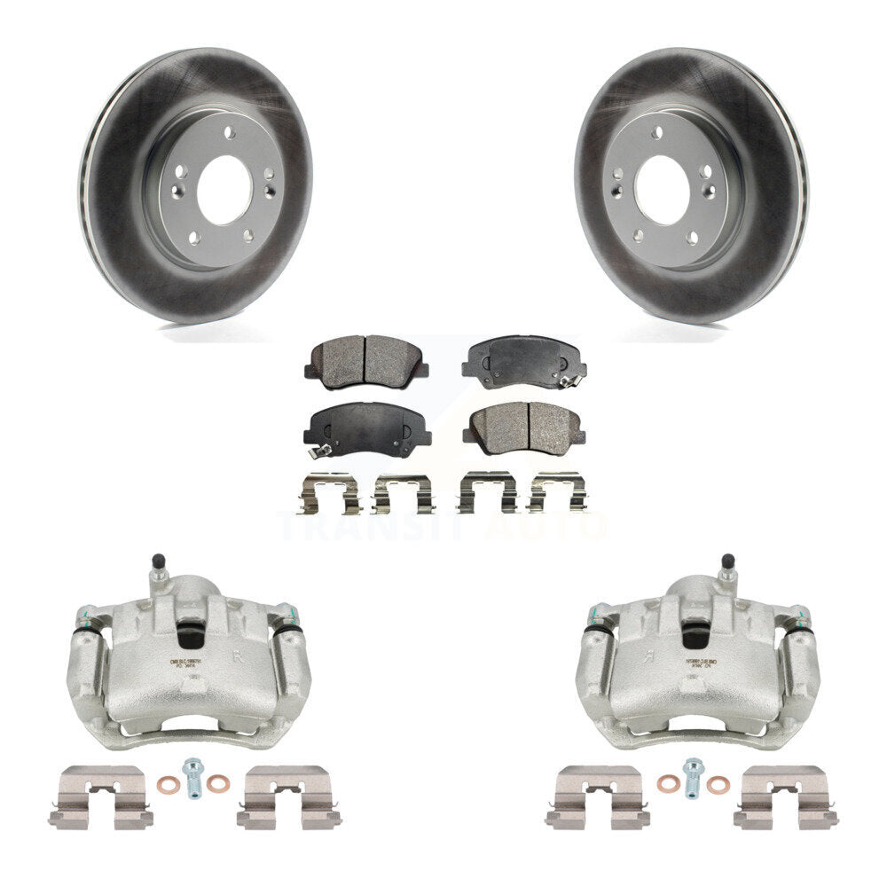 Front Disc Brake Caliper Coat Rotors And Semi-Metallic Pad Kit For 2012 Hyundai Veloster KCG-100771P