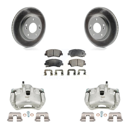 Front Disc Brake Caliper Coat Rotors And Semi-Metallic Pad Kit For 2012 Hyundai Veloster KCG-100771P
