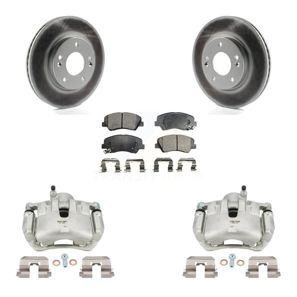 Front Disc Brake Caliper Coat Rotors And Semi-Metallic Pad Kit For 2012 Hyundai Veloster KCG-100771P