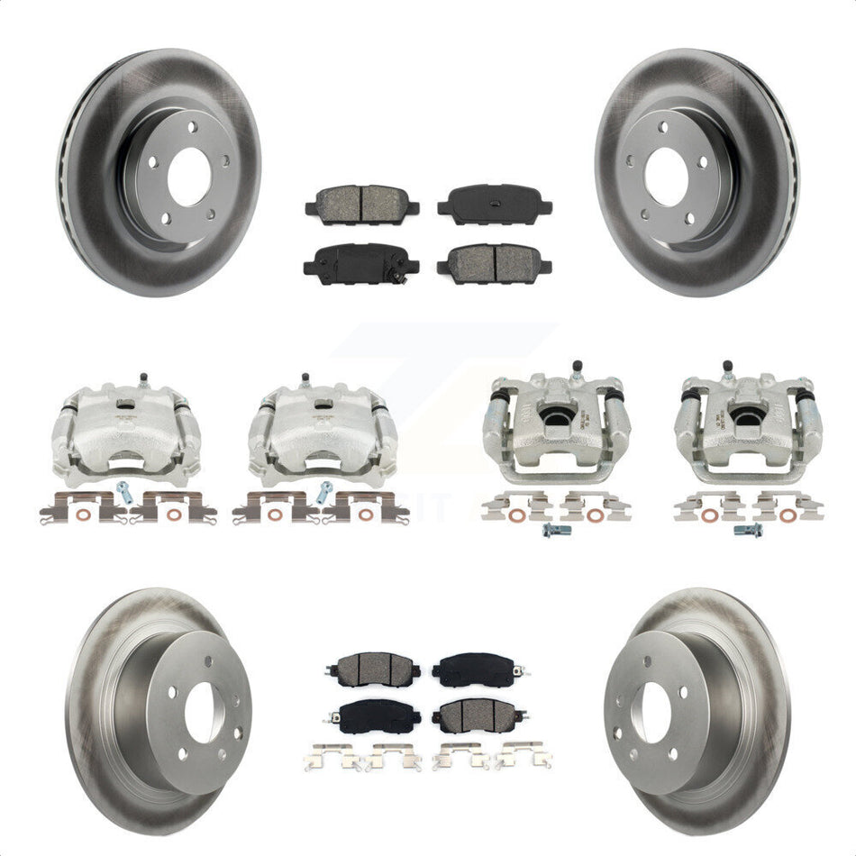 Front Rear Disc Brake Caliper Coated Rotors And Semi-Metallic Pads Kit (10Pc) For Nissan Altima KCG-100771S by Transit Auto