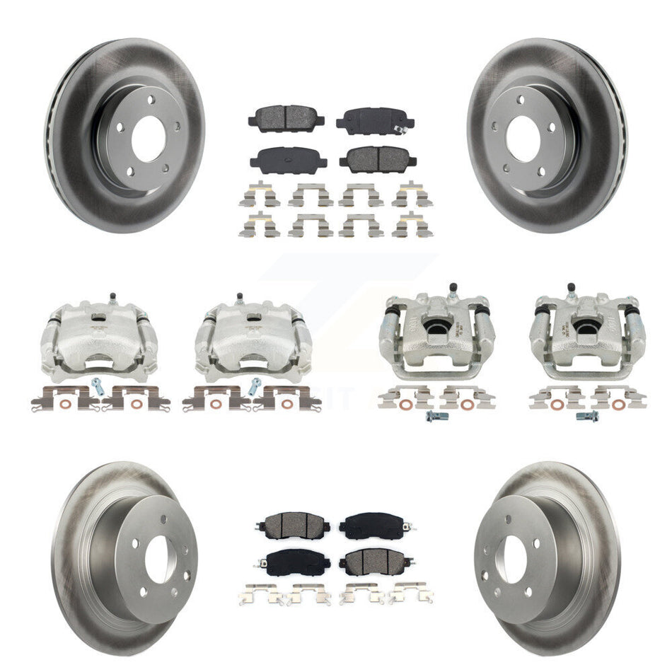 Front Rear Disc Brake Caliper Coated Rotors And Semi-Metallic Pads Kit (10Pc) For Nissan Altima KCG-100771S