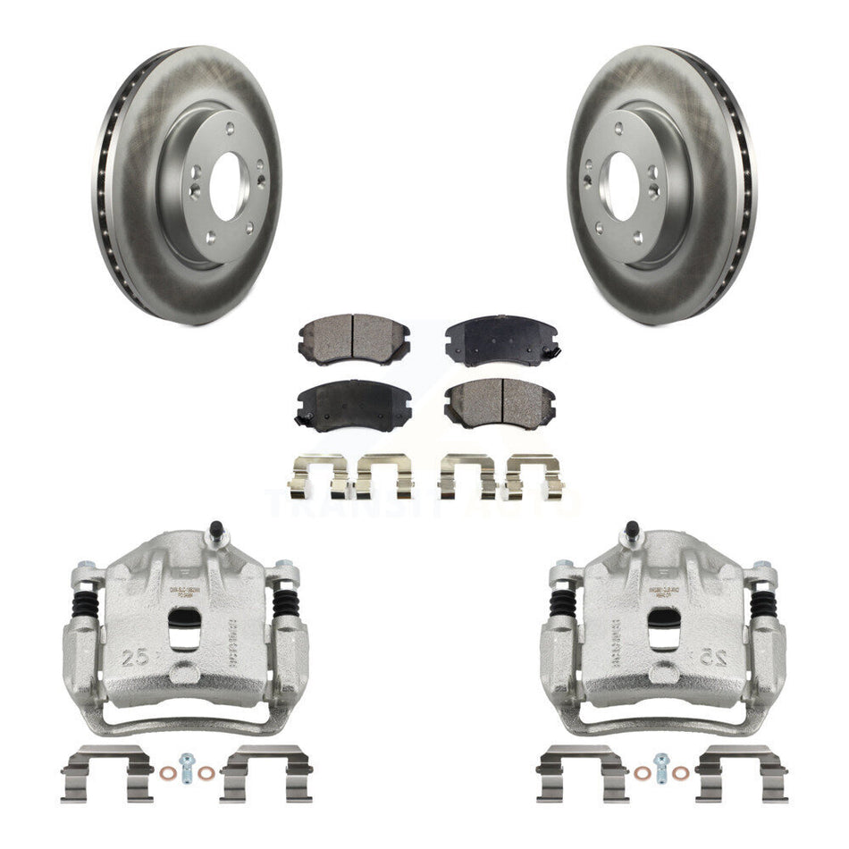 Front Disc Brake Caliper Coated Rotors And Semi-Metallic Pads Kit For 2012-2013 Kia Soul KCG-100772P