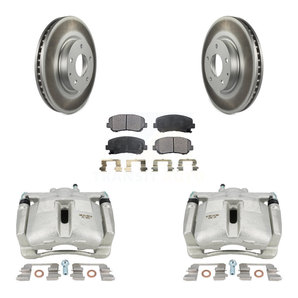 Front Disc Brake Caliper Coated Rotors And Ceramic Pads Kit For 2013-2015 Mazda CX-5 KCG-100772T