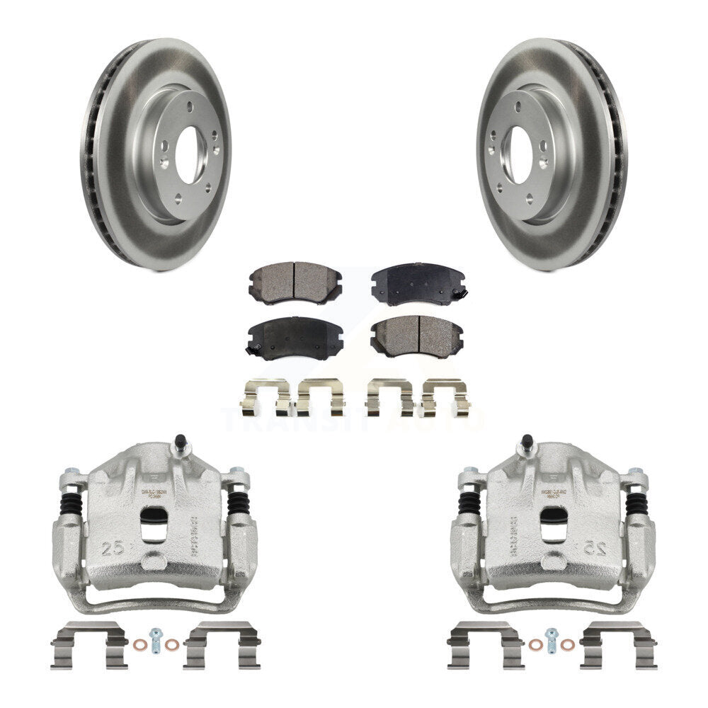 Front Disc Brake Caliper Coat Rotors & Semi-Metallic Pad Kit For 2010-2011 Kia Soul 2.0L KCG-100773P