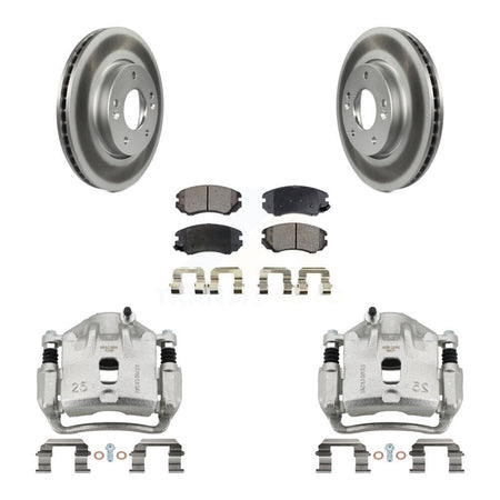 Front Disc Brake Caliper Coat Rotors & Semi-Metallic Pad Kit For 2010-2011 Kia Soul 2.0L KCG-100773P