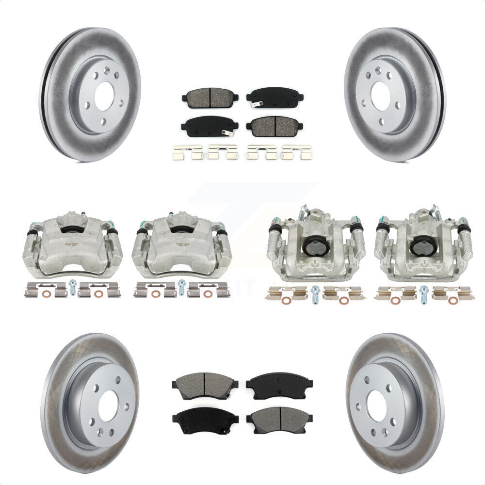 Front Rear Disc Brake Caliper Coated Rotors And Semi-Metallic Pads Kit (10Pc) For Chevrolet Cruze Limited KCG-100773S by Transit Auto