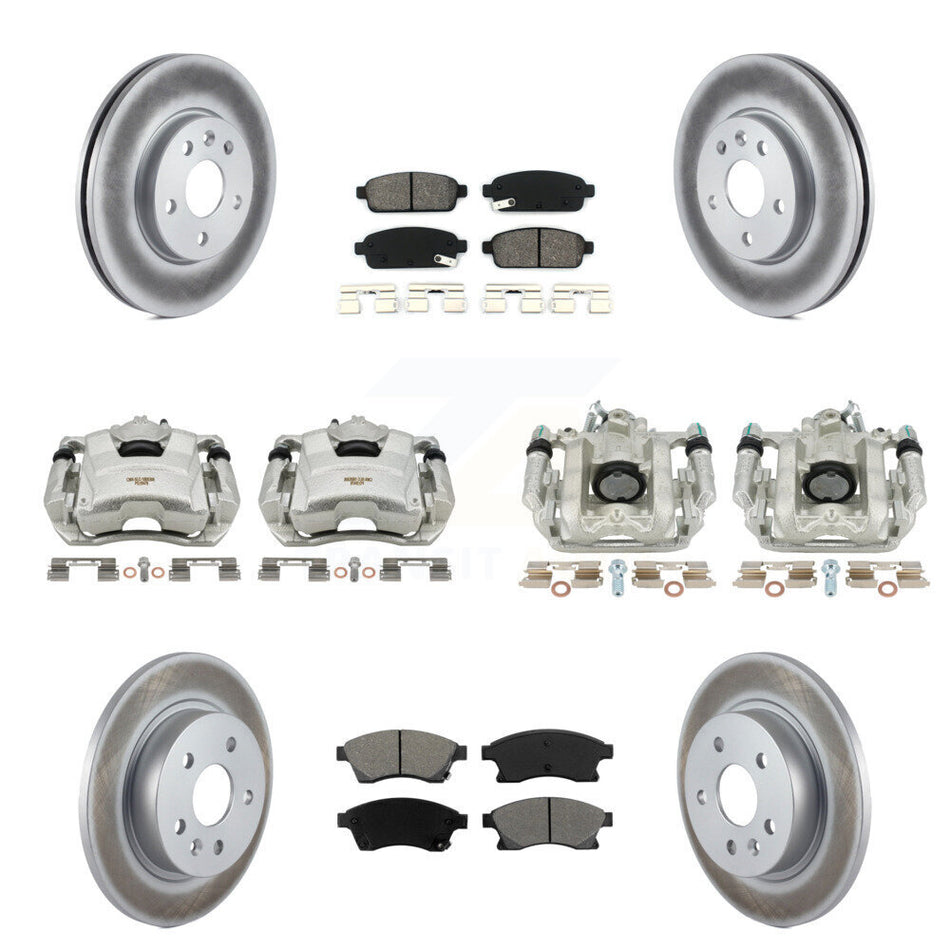 Front Rear Disc Brake Caliper Coated Rotors And Semi-Metallic Pads Kit (10Pc) For Chevrolet Cruze Limited KCG-100773S