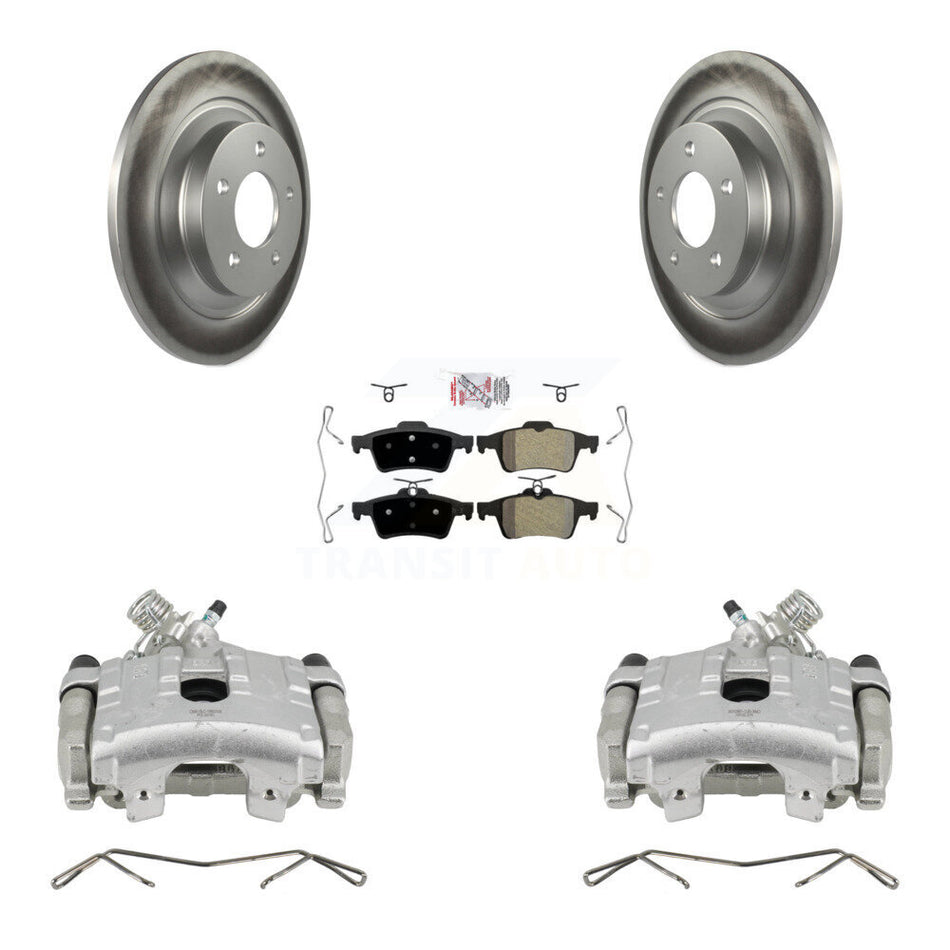 Rear Disc Brake Caliper Coated Rotors And Semi-Metallic Pads Kit For Mazda 5 KCG-100774N