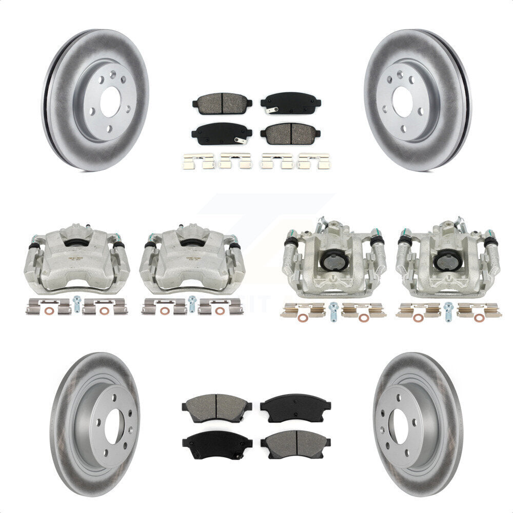 Front Rear Disc Brake Caliper Coated Rotors And Semi-Metallic Pads Kit (10Pc) For 2013 Chevrolet Cruze LT LTZ With 292mm Diameter Rotor KCG-100774S by Transit Auto