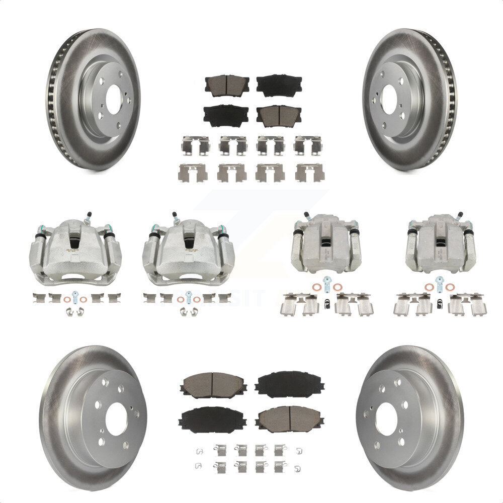 Front Rear Disc Brake Caliper Coated Rotors And Ceramic Pads Kit (10Pc) For Toyota RAV4 KCG-100775C by Transit Auto