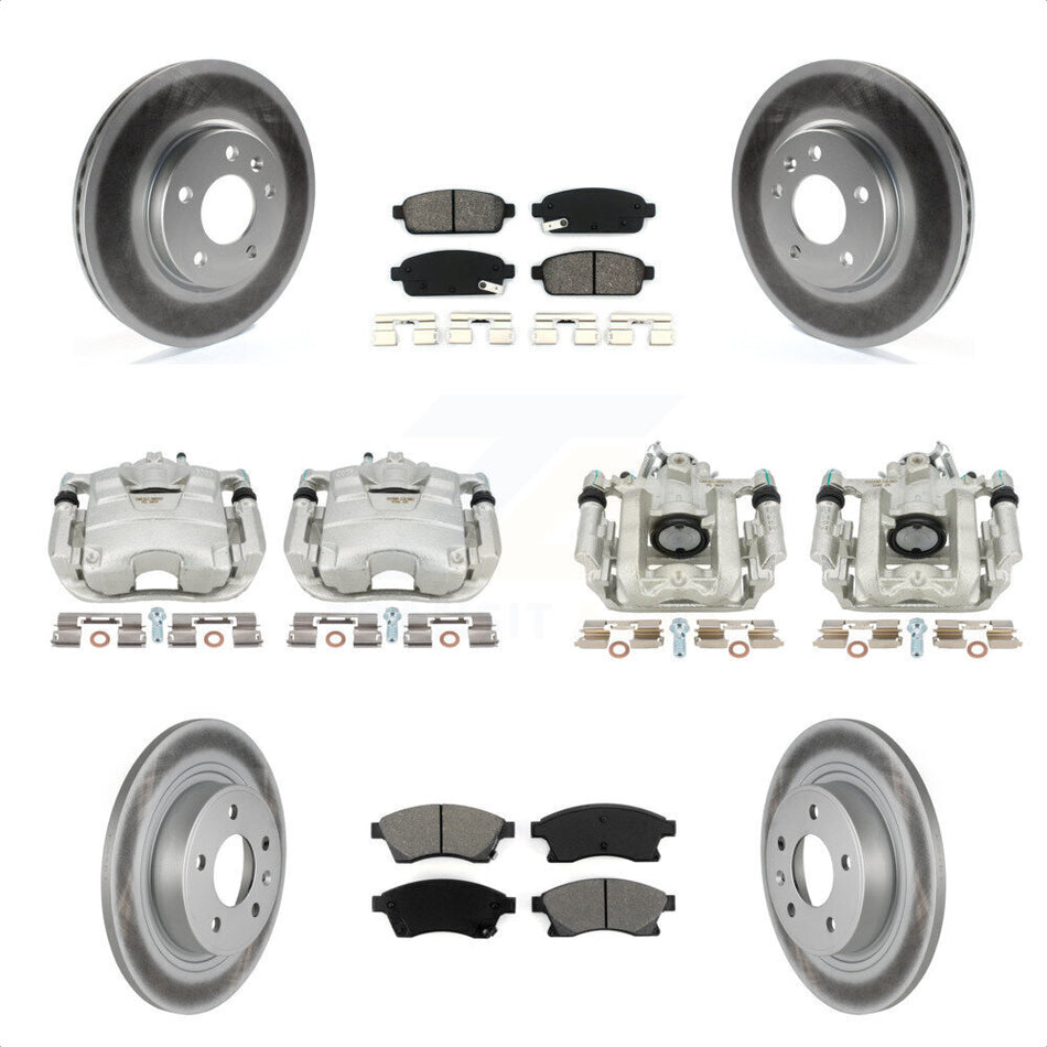 Front Rear Disc Brake Caliper Coated Rotors And Semi-Metallic Pads Kit (10Pc) For Chevrolet Cruze Volt KCG-100775S by Transit Auto