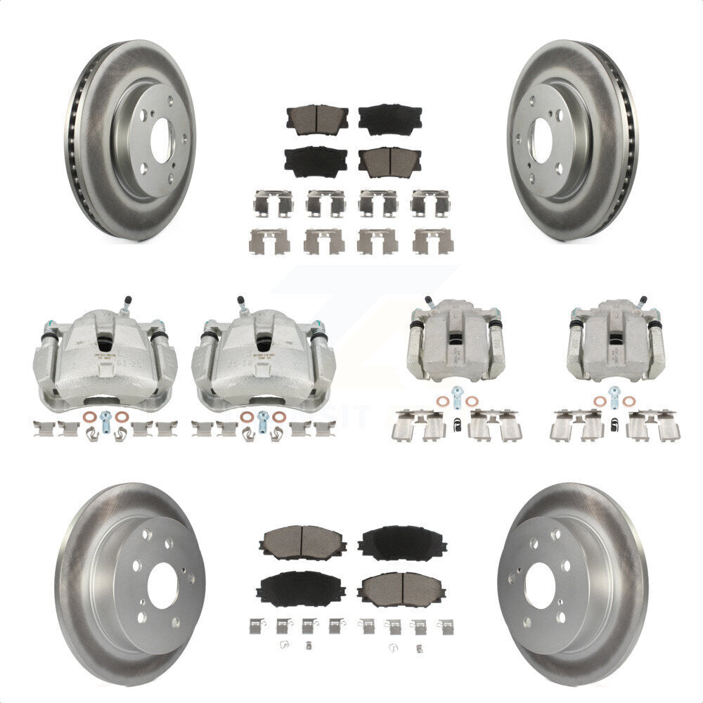 Front Rear Disc Brake Caliper Coated Rotors And Ceramic Pads Kit (10Pc) For Toyota RAV4 KCG-100776C by Transit Auto