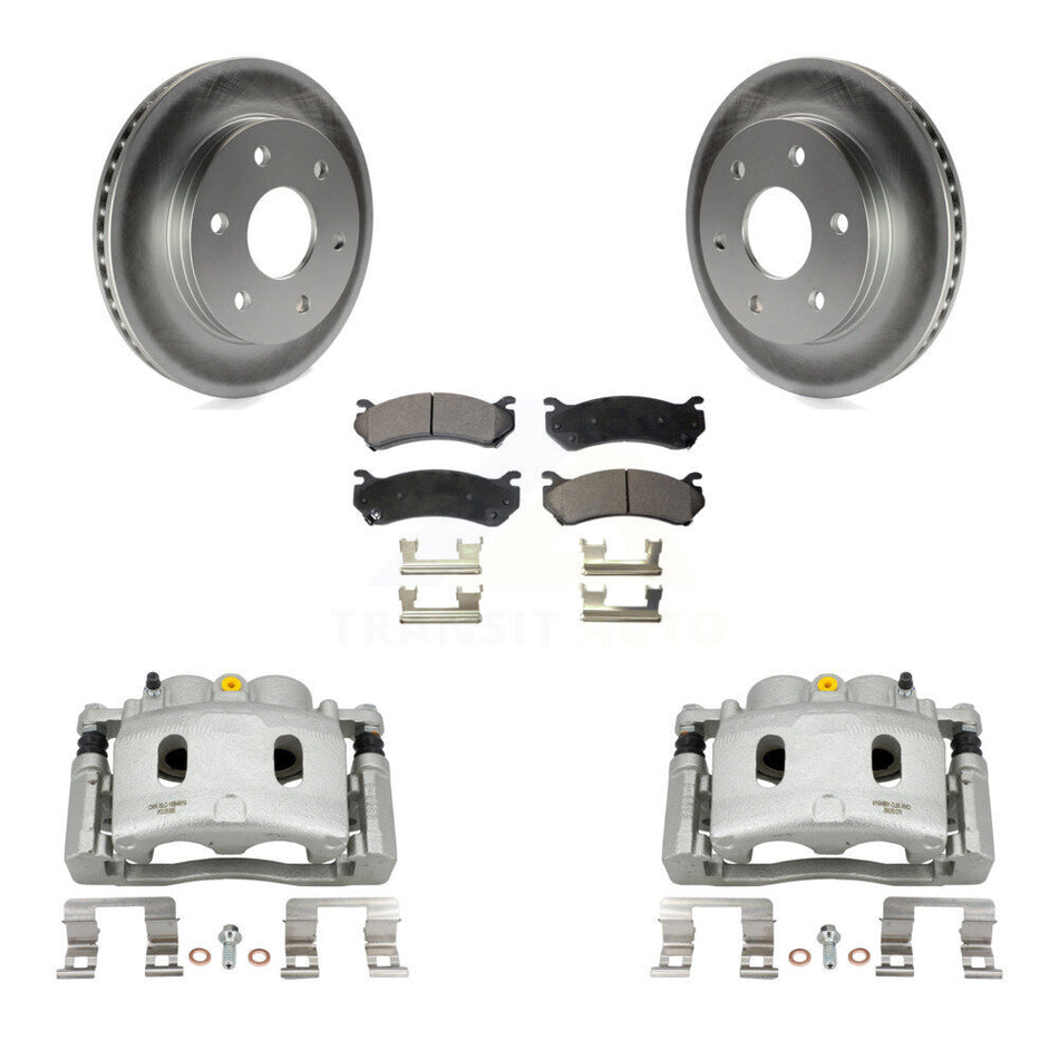 Front Disc Brake Caliper Coat Rotor & Semi-Metallic Pad Kit For Chevrolet Silverado 1500 KCG-100776P