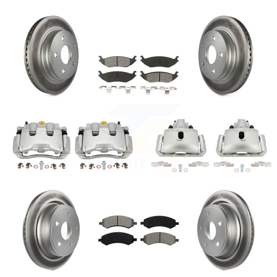 Front Rear Brake Caliper Coat Rotors & Semi-Metallic Pad Kit (10Pc) For Ram 1500 Classic KCG-100778S