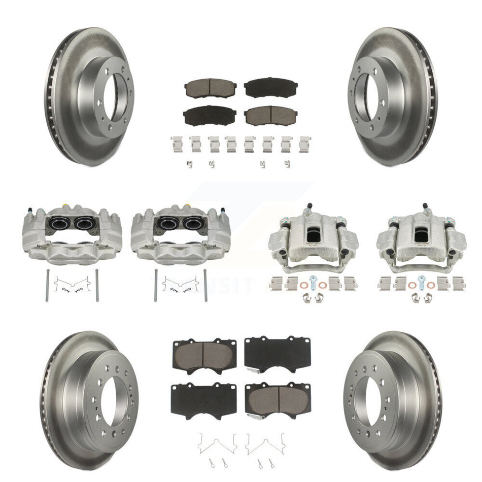Front Rear Disc Brake Caliper Coat Rotors & Ceramic Pad Kit (10Pc) For Toyota FJ Cruiser KCG-100779C