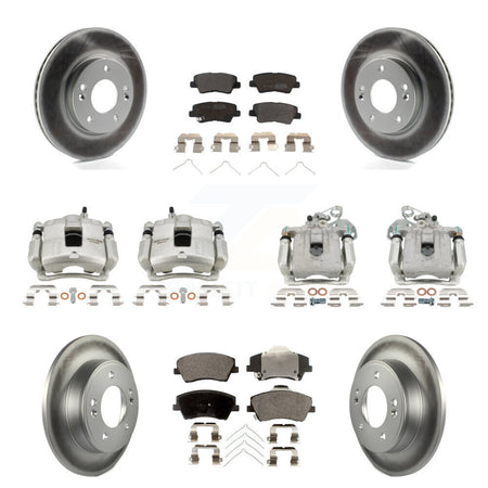 Front Rear Brake Caliper Coat Rotor And Semi-Metallic Pad Kit (10Pc) For Hyundai Elantra KCG-100779P