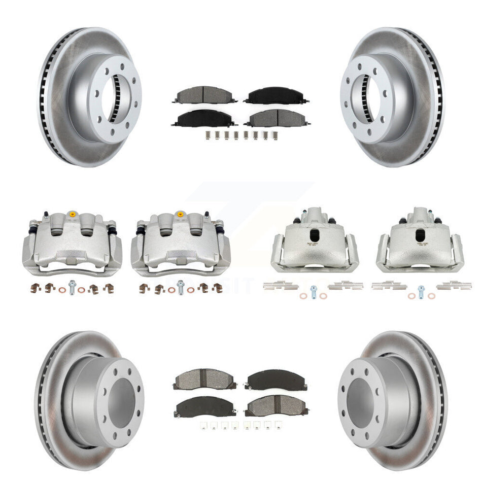 Front Rear Disc Brake Caliper Coated Rotor And Semi-Metallic Pad Kit (10Pc) For Ram 1500 KCG-100779S
