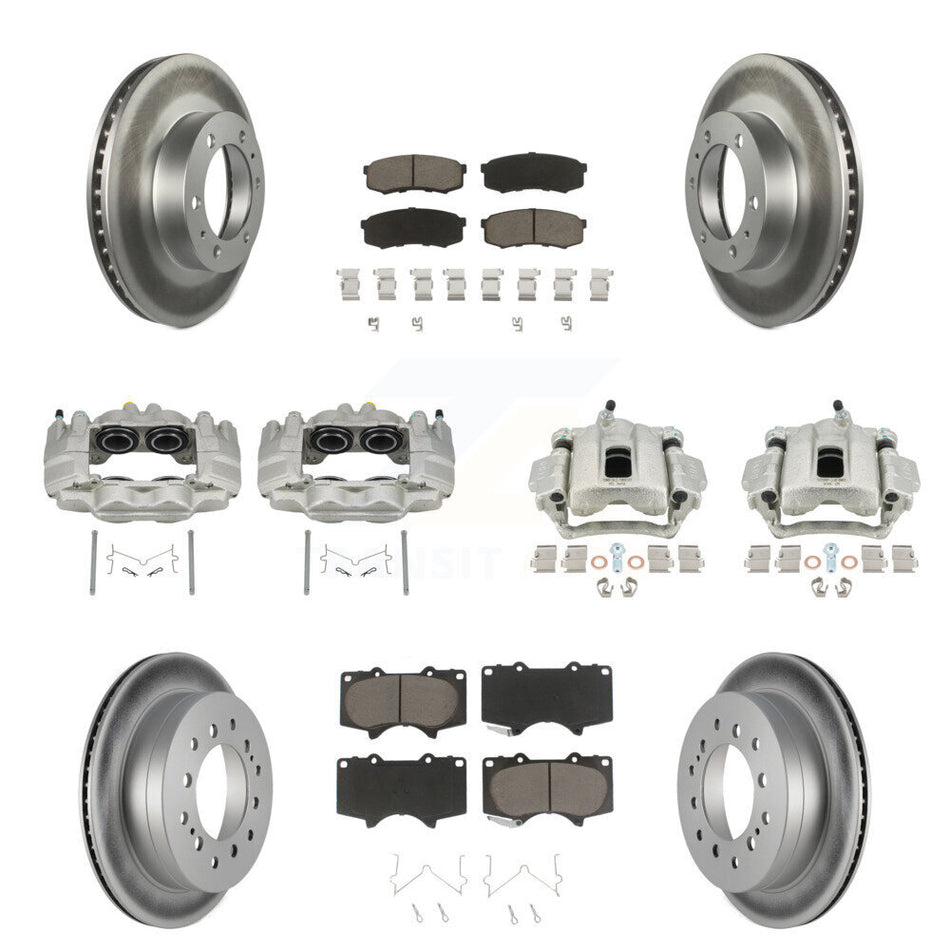 Front Rear Disc Brake Caliper Coat Rotors & Ceramic Pad Kit (10Pc) For Toyota FJ Cruiser KCG-100780C