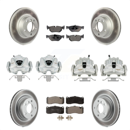 Front Rear Disc Brake Caliper Coated Rotors And Semi-Metallic Pads Kit (10Pc) For 2012 BMW 328i Coupe with 3.0L With 340mm Diameter Rotor KCG-100780P by Transit Auto