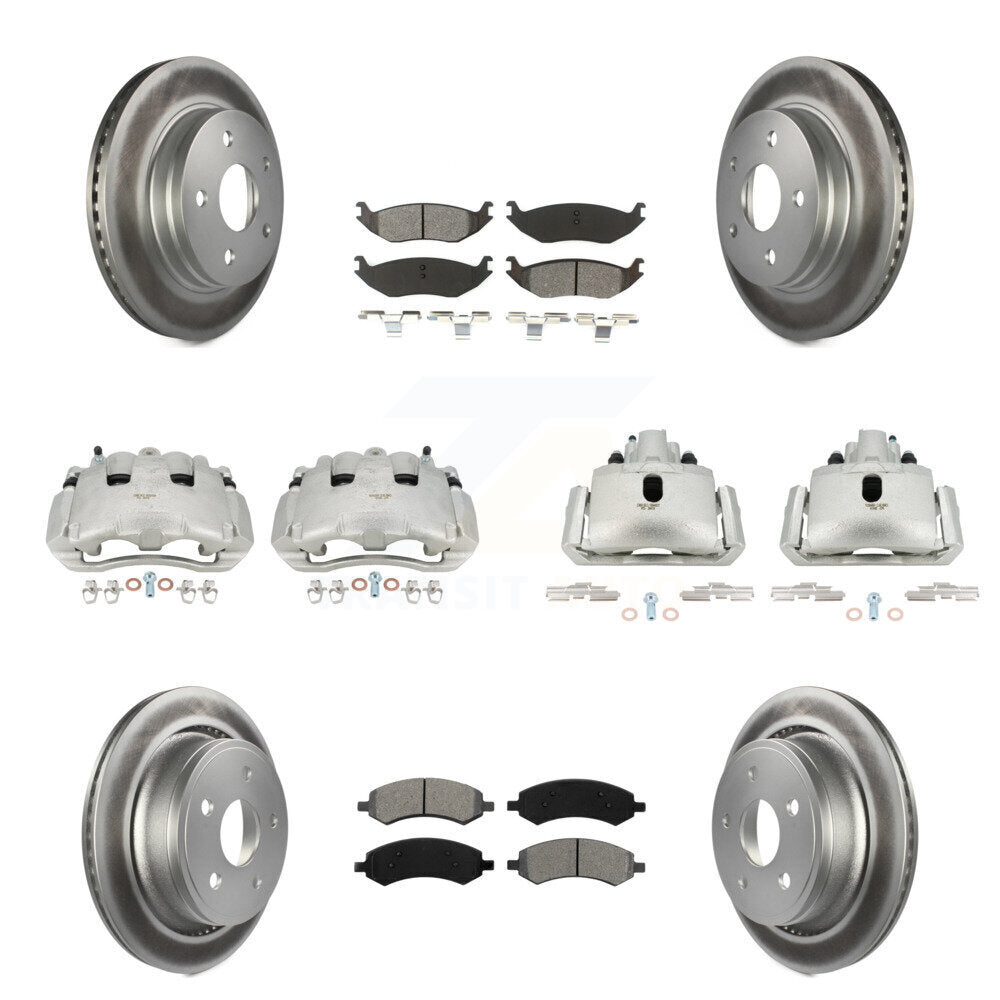 Front Rear Disc Brake Caliper Coat Rotor Semi-Metallic Pad Kit (10Pc) For Dodge Ram 1500 KCG-100780S