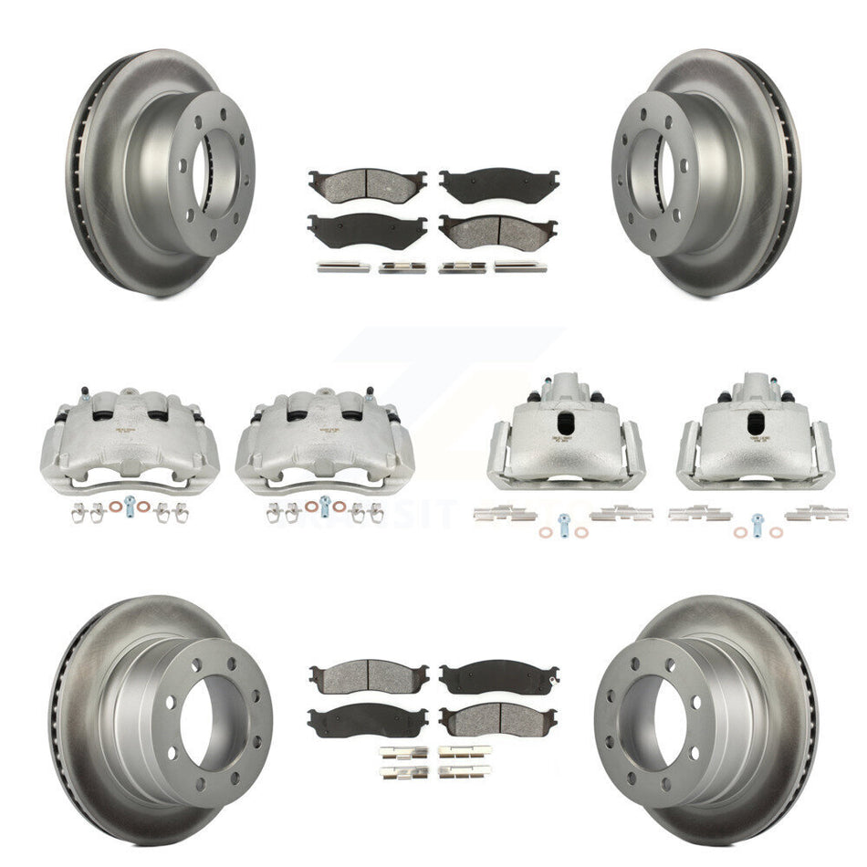 Front Rear Disc Brake Caliper Coat Rotor Semi-Metallic Pad Kit (10Pc) For Dodge Ram 1500 KCG-100781S