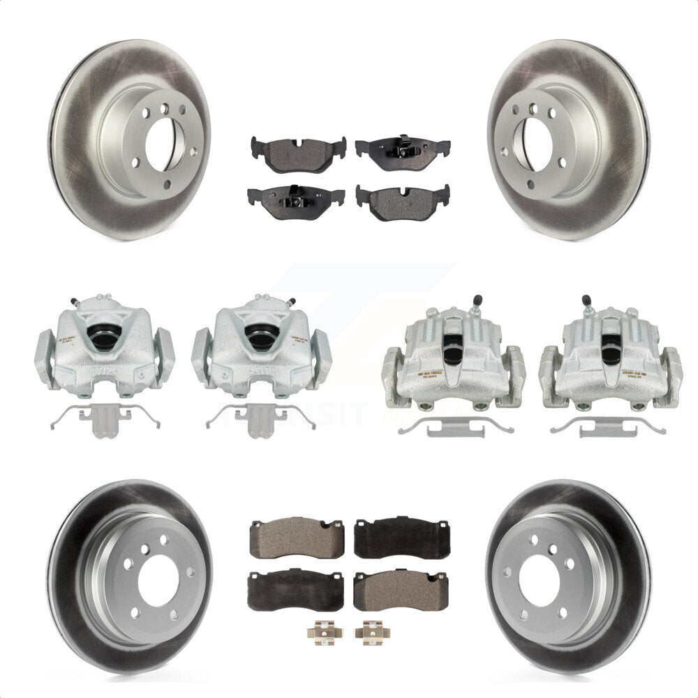 Front Rear Disc Brake Caliper Coated Rotors And Semi-Metallic Pads Kit (10Pc) For 2012 BMW 328i Convertible Wagon with 3.0L With 340mm Diameter Rotor KCG-100782P by Transit Auto