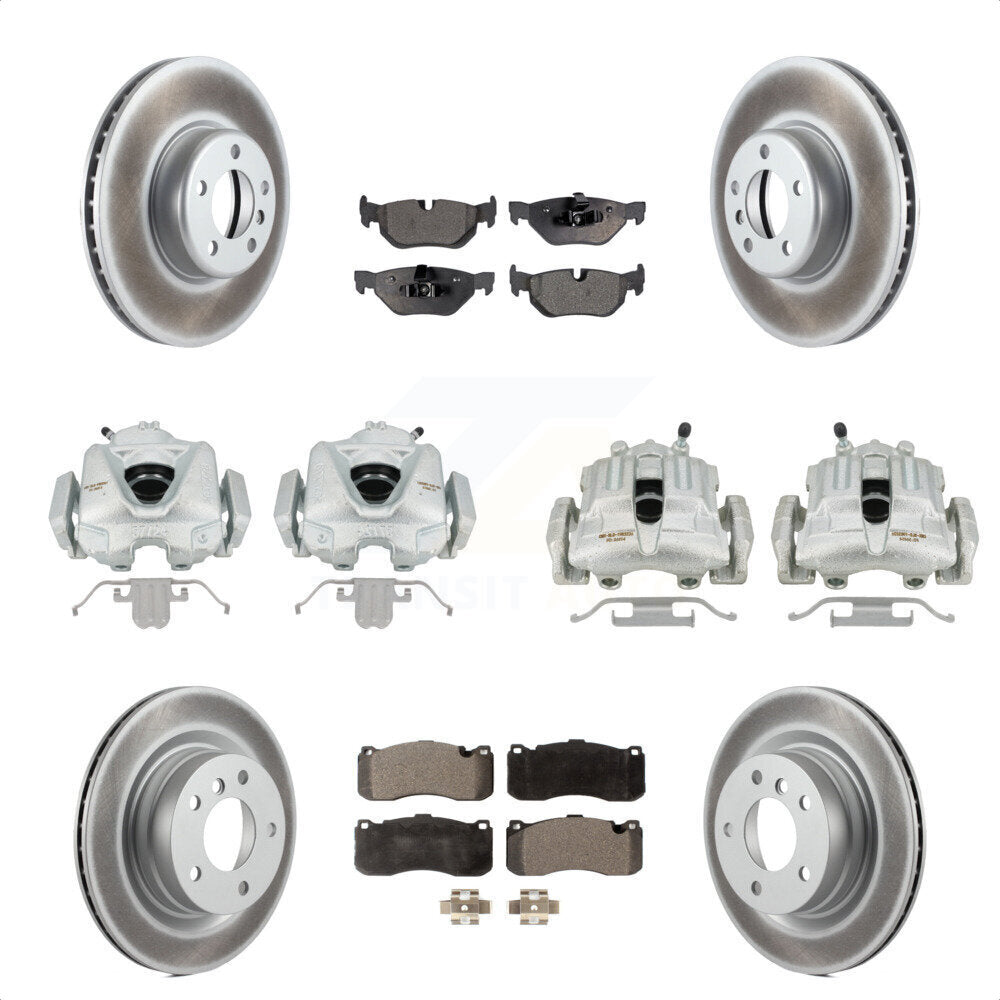 Front Rear Disc Brake Caliper Coated Rotors And Semi-Metallic Pads Kit (10Pc) For 2013 BMW 328i Coupe with 3.0L With 340mm Diameter Rotor KCG-100784P by Transit Auto