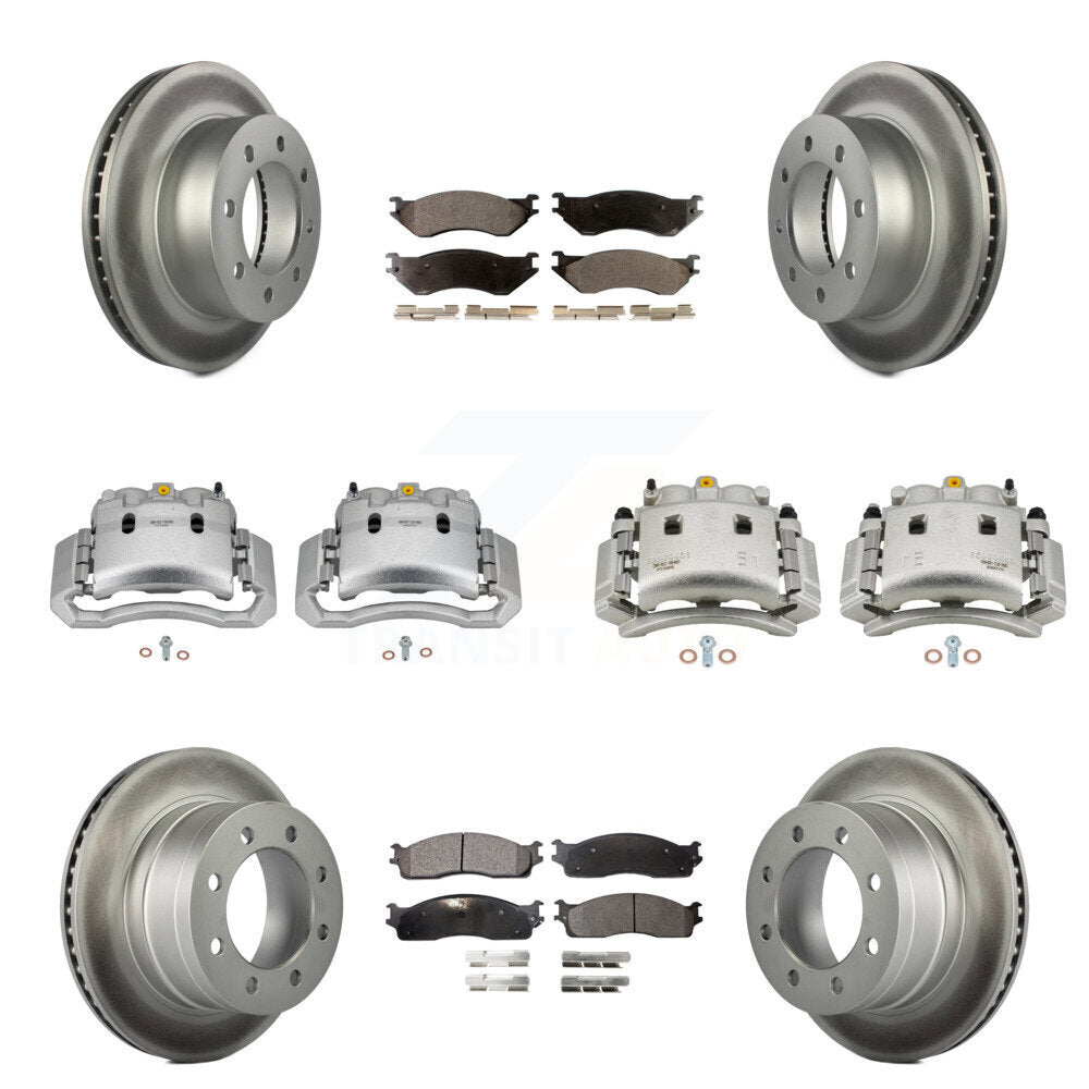 Front Rear Disc Brake Caliper Coated Rotor And Ceramic Pad Kit (10Pc) For Dodge Ram 3500 KCG-100784T