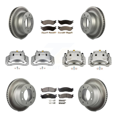 Front Rear Disc Brake Caliper Coated Rotor And Ceramic Pad Kit (10Pc) For Dodge Ram 3500 KCG-100784T
