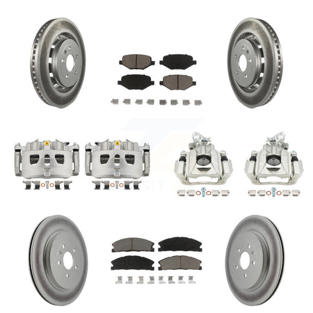 Front Rear Disc Brake Caliper Coat Rotor And Ceramic Pad Kit (10Pc) For 2016 Lincoln MKS KCG-100785C
