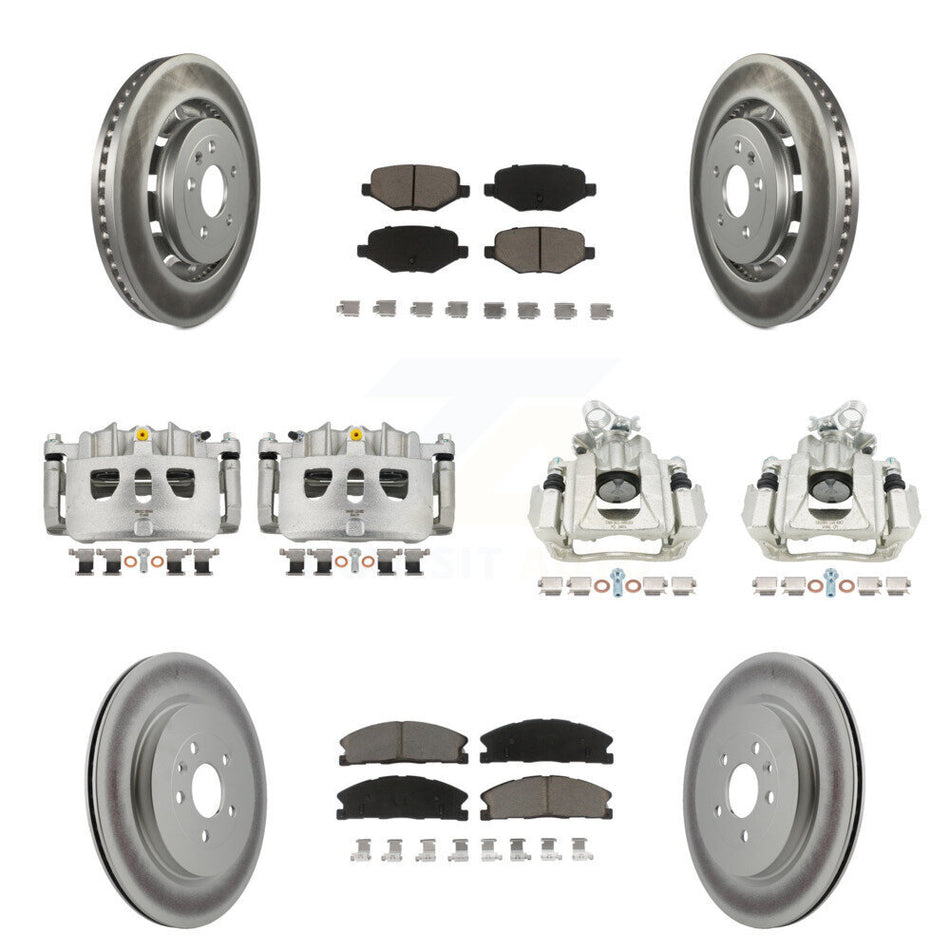 Front Rear Disc Brake Caliper Coat Rotor And Ceramic Pad Kit (10Pc) For 2016 Lincoln MKS KCG-100785C
