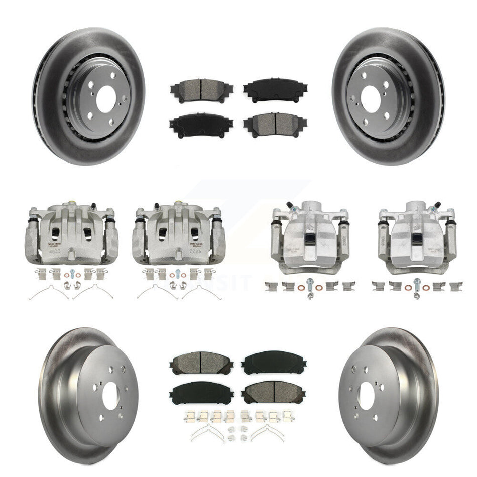 Front Rear Brake Caliper Coat Rotors Semi-Metallic Pad Kit (10Pc) For Lexus RX350 RX450h KCG-100785S