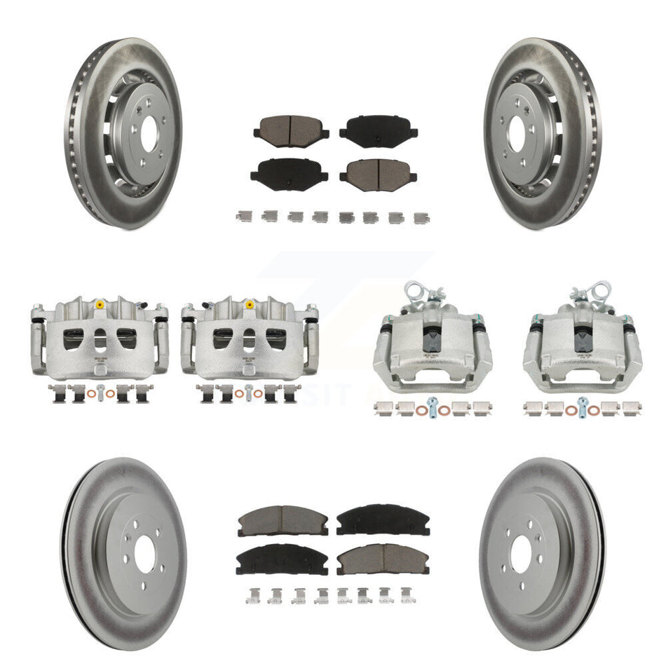 Front Rear Brake Caliper Coat Rotors Ceramic Pad Kit (10Pc) For Ford Explorer Police MKS KCG-100786C
