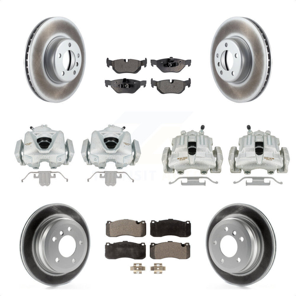 Front Rear Disc Brake Caliper Coated Rotors And Semi-Metallic Pads Kit (10Pc) For 2013 BMW 328i Convertible with 3.0L With 340mm Diameter Rotor KCG-100786P by Transit Auto