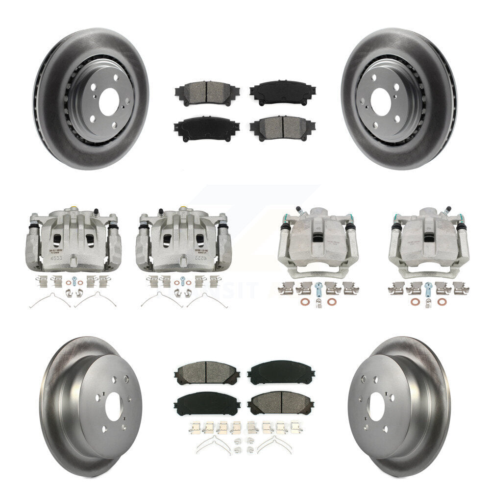 Front Rear Brake Caliper Coat Rotors Semi-Metallic Pad Kit (10Pc) For Lexus RX350 RX450h KCG-100786S