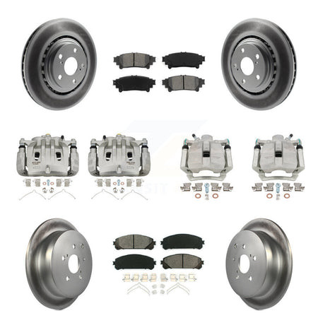 Front Rear Brake Caliper Coat Rotors Semi-Metallic Pad Kit (10Pc) For Lexus RX350 RX450h KCG-100786S