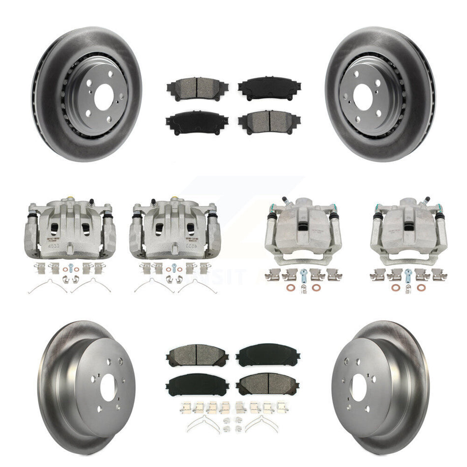 Front Rear Brake Caliper Coat Rotors Semi-Metallic Pad Kit (10Pc) For Lexus RX350 RX450h KCG-100786S