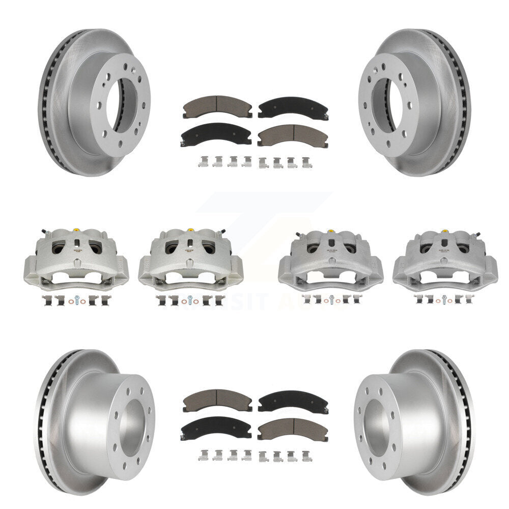 Front Rear Disc Brake Caliper Coat Rotor & Ceramic Pad Kit (10Pc) For GMC Sierra 3500 HD KCG-100787C