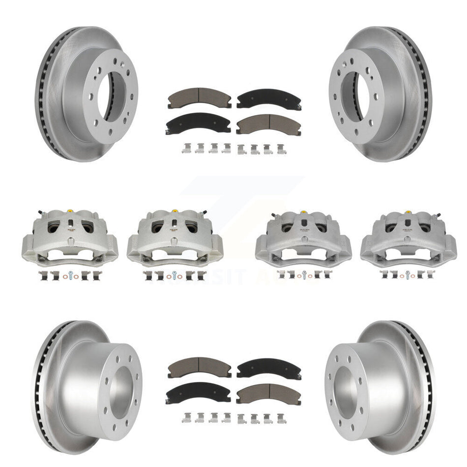 Front Rear Disc Brake Caliper Coat Rotor & Ceramic Pad Kit (10Pc) For GMC Sierra 3500 HD KCG-100787C