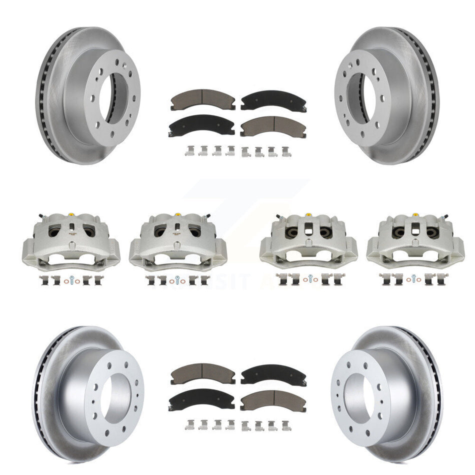 Front Rear Brake Caliper Coat Rotor Ceramic Pad Kit (10Pc) For GMC Chevrolet Sierra 2500 KCG-100788C