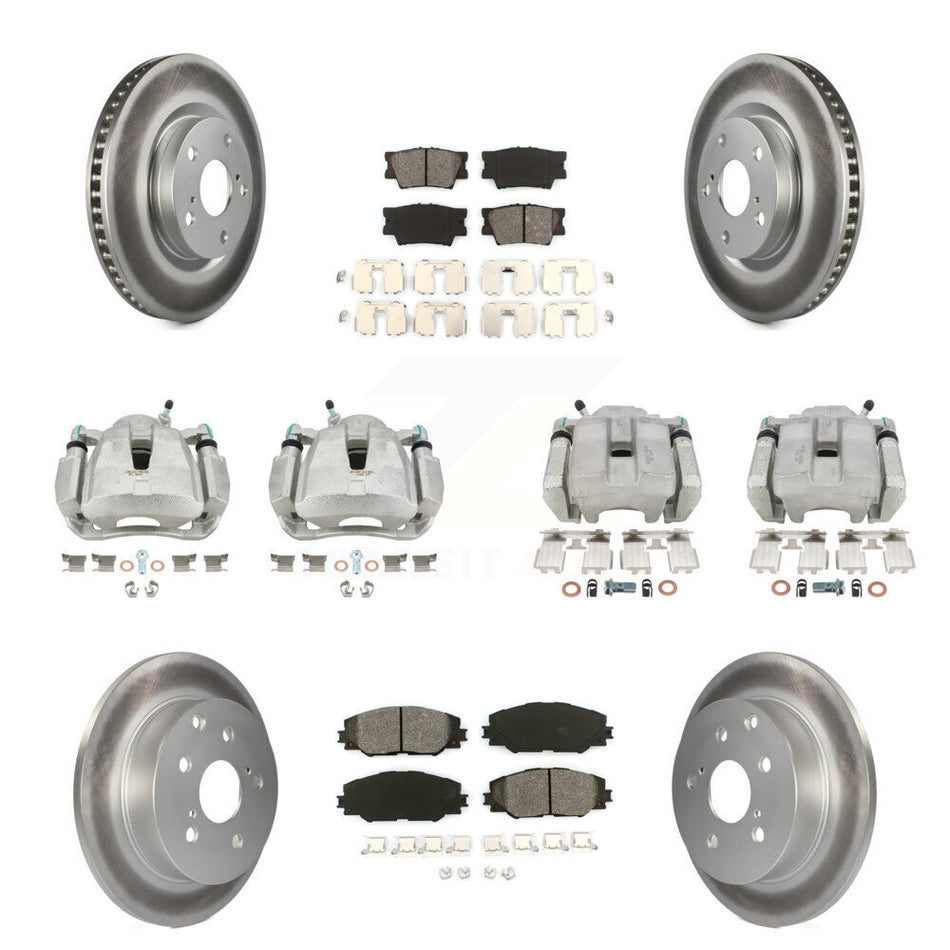 Front Rear Disc Brake Caliper Coat Rotors & Semi-Metallic Pad Kit (10Pc) For Toyota RAV4 KCG-100788S