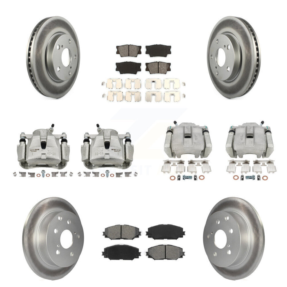 Front Rear Disc Brake Caliper Coat Rotors & Semi-Metallic Pad Kit (10Pc) For Toyota RAV4 KCG-100789S