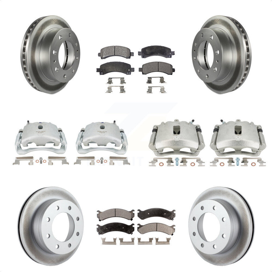 Front Rear Disc Brake Caliper Coated Rotors And Ceramic Pads Kit (10Pc) For Chevrolet Express 2500 GMC Savana KCG-100789T by Transit Auto