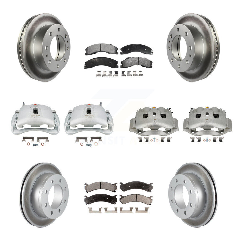 Front Rear Disc Brake Caliper Coated Rotors And Semi-Metallic Pads Kit (10Pc) For KCG-100790P
