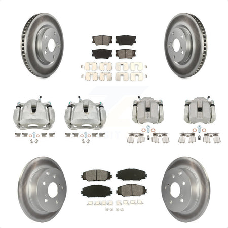 Front Rear Disc Brake Caliper Coated Rotors And Semi-Metallic Pads Kit (10Pc) For Toyota RAV4 KCG-100790S by Transit Auto