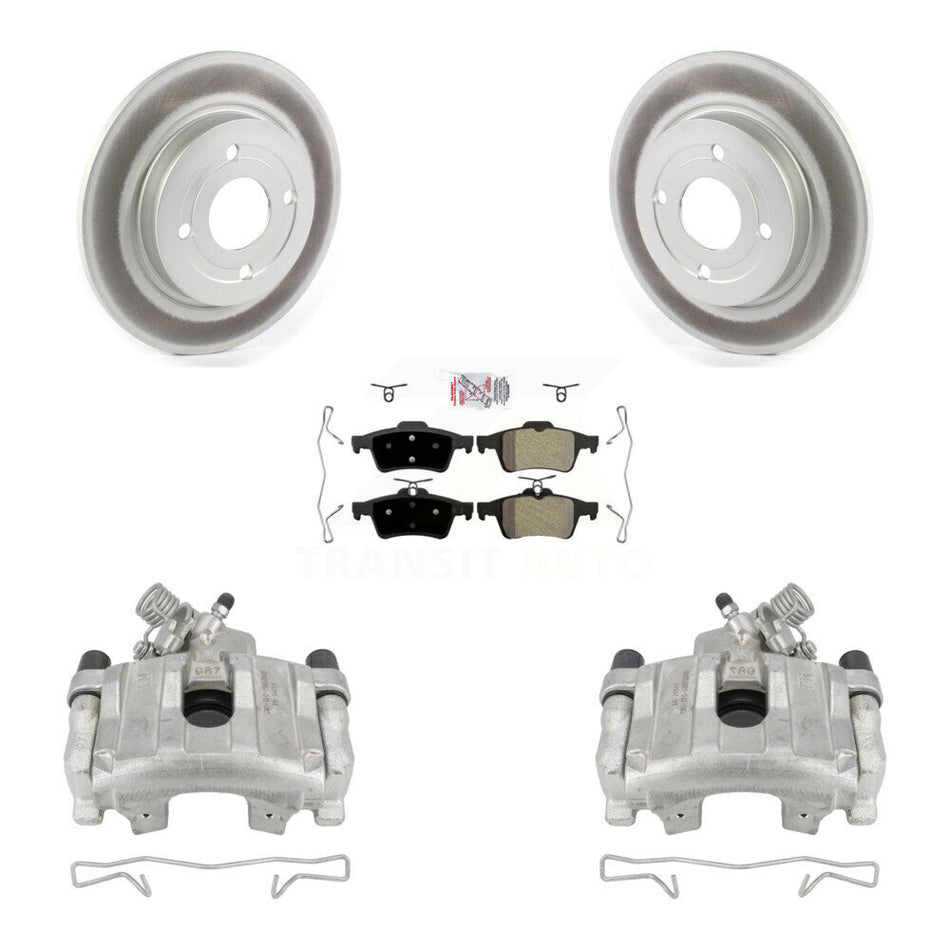 Rear Disc Brake Caliper Coated Rotors And Semi-Metallic Pads Kit For 2018-2022 Ford EcoSport AWD KCG-100791N by Transit Auto