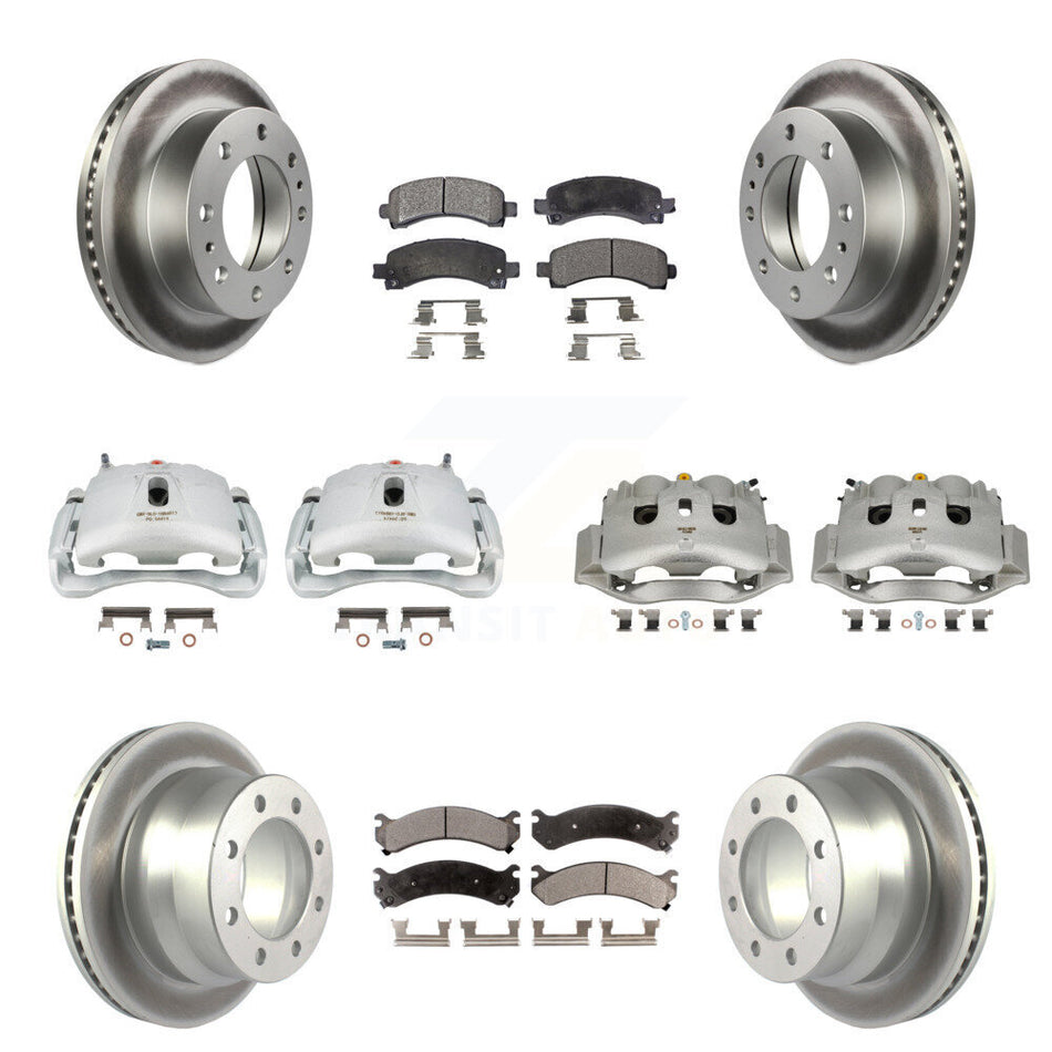 Front Rear Disc Brake Caliper Coated Rotors And Semi-Metallic Pads Kit (10Pc) For KCG-100791P